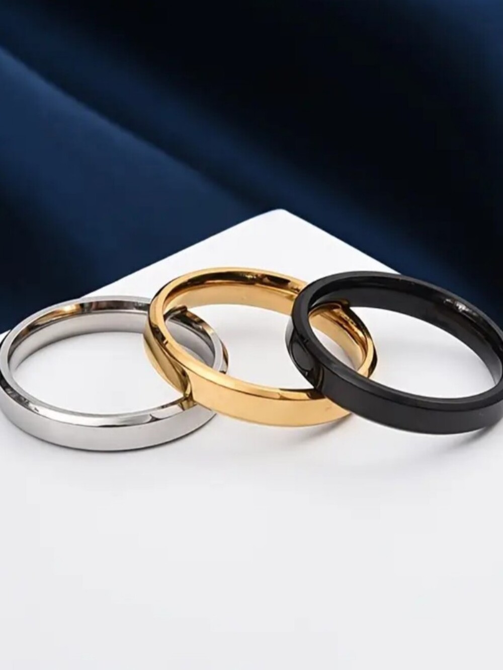 18 KT Gold Over Titanium Stackable Rings - Picture 2 of 3